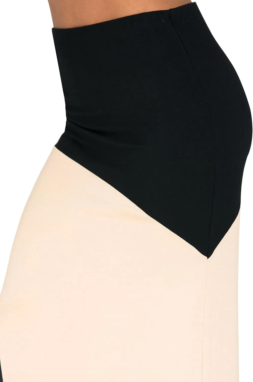 Poetic Justice Curvy Women's Champagne Black Zip Up Split Stretch Maxi Skirt