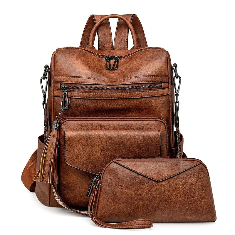 Premium Leather Women's Backpack with Gift Bag