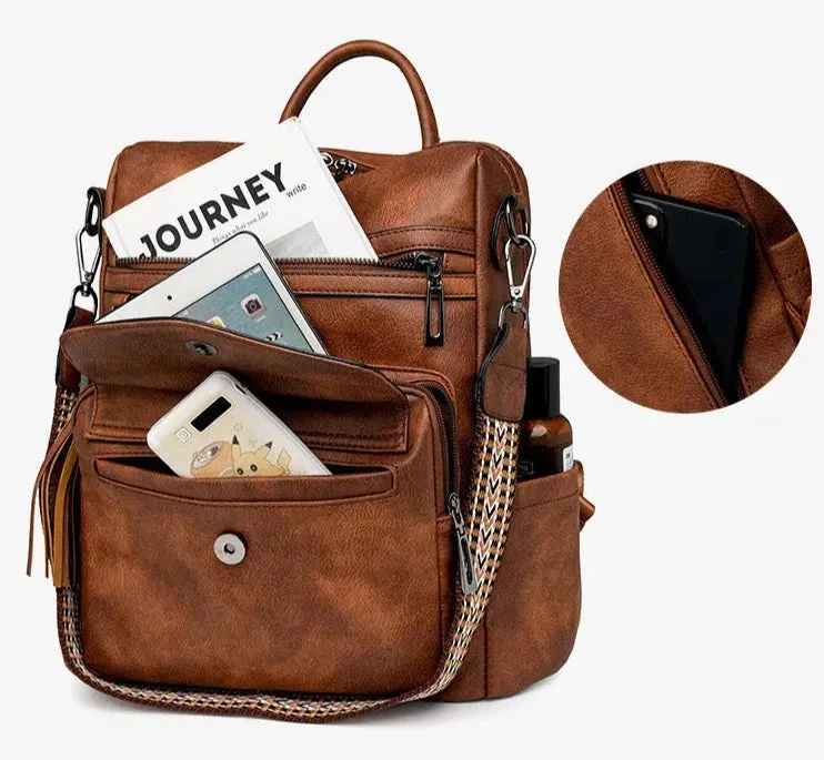 Premium Leather Women's Backpack with Gift Bag