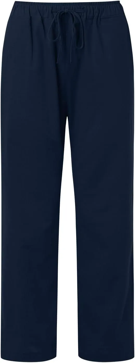 PTOLOCIF Cotton Linen Pants for Women Casual High Waist Loose Fit Drawstring Trousers with Pockets Summer Fashion Linen Pants