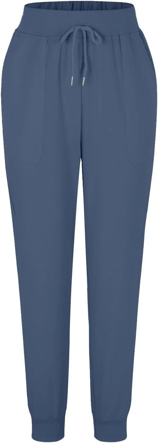 PTOLOCIF Cotton Linen Pants Women Wide Straight Leg Pants Baggy Elastic Waist Pant Summer Loose Fit Trousers with Pockets