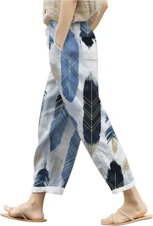 PTOLOCIF Petite Linen Pants for Women High Waisted Wide Leg Palazzo Pant Drawstring Casual Loose Pants Trousers with Pockets