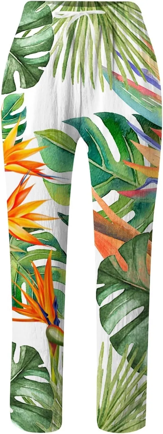PTOLOCIF Petite Linen Pants for Women High Waisted Wide Leg Palazzo Pant Drawstring Casual Loose Pants Trousers with Pockets