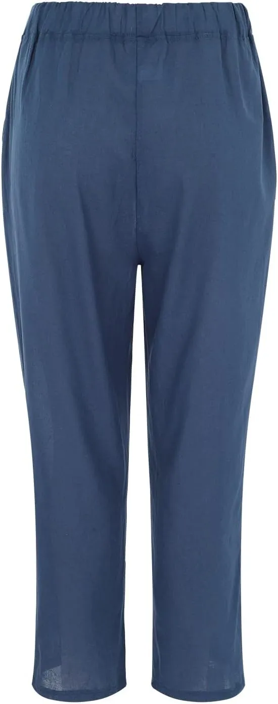 PTOLOCIF Petite Linen Pants for Women Summer Palazzo Pants Flowy Wide Leg Beach Trouser Trendy Boho Pants with Pockets