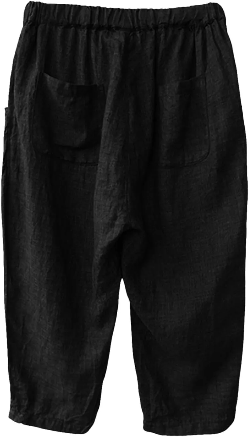 PTOLOCIF Womens Cotton Linen Pants Straight Leg Dress Pants High Waist Cotton Linen Pant Flowy Wide Leg Summer Boho Trousers
