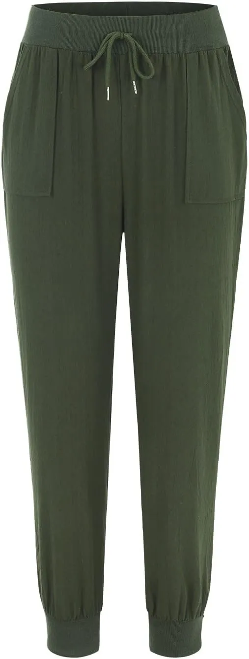 PTOLOCIF Women's Cotton Linen Pants Summer Baggy Boho Casual Palazzo Pants Wide Leg Long Lounge Trousers with Pockets