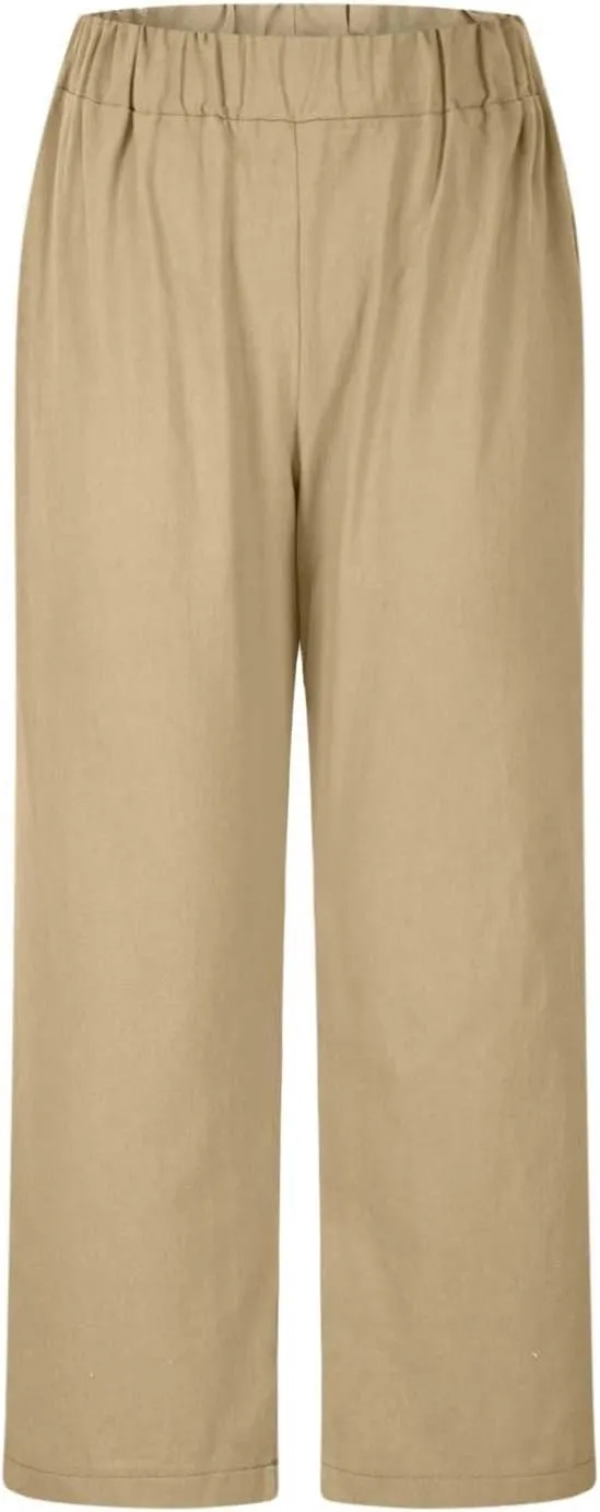 PTOLOCIF Women's Linen Blend Pants Straight Leg Dress Pants High Waist Cotton Linen Pant Flowy Wide Leg Summer Boho Trousers