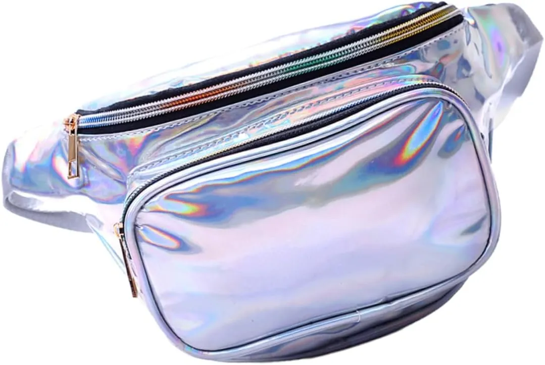 Pu Leather Sling Bag Sequins Fanny Pack Crossbody Bag Key Holder Compact Waist for Cosmetics