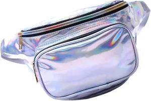 Pu Leather Sling Bag Sequins Fanny Pack Crossbody Bag Key Holder Compact Waist for Cosmetics