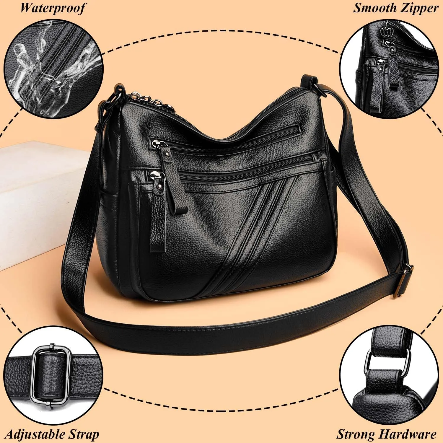 Purses for Women,Soft PU Leather Shoulder Bags Designer Handbags Ladies Hobo Bag, Crossbody Purse Pocketbooks