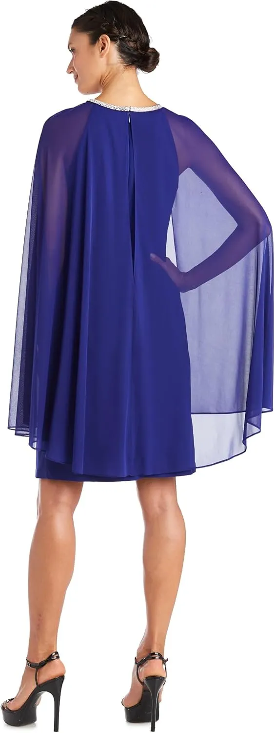R&M Richards Womens Plus Chiffon Embellished Cocktail and Party Dress