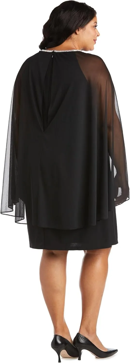 R&M Richards Womens Plus Chiffon Embellished Cocktail and Party Dress