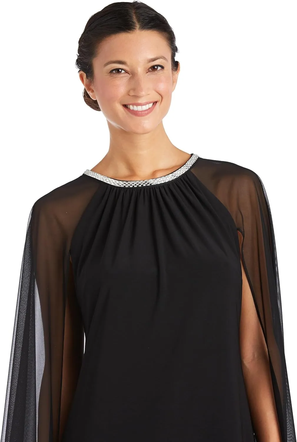 R&M Richards Womens Plus Chiffon Embellished Cocktail and Party Dress