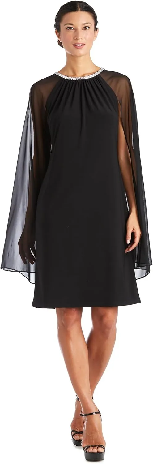 R&M Richards Womens Plus Chiffon Embellished Cocktail and Party Dress