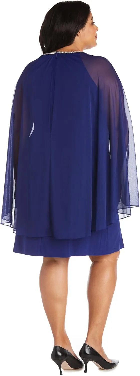 R&M Richards Womens Plus Chiffon Embellished Cocktail and Party Dress