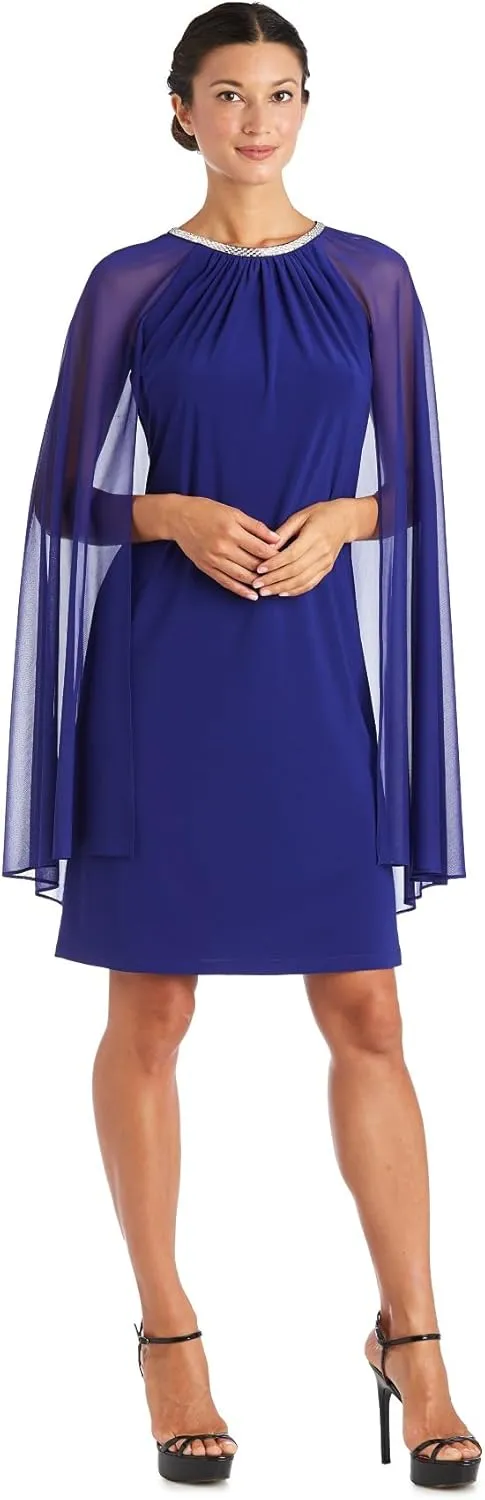 R&M Richards Womens Plus Chiffon Embellished Cocktail and Party Dress