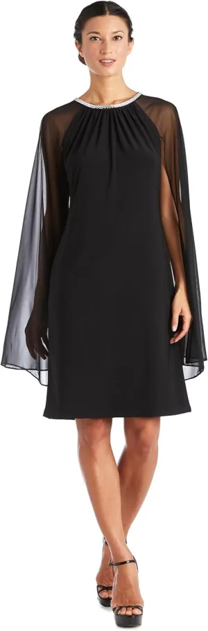 R&M Richards Womens Plus Chiffon Embellished Cocktail and Party Dress