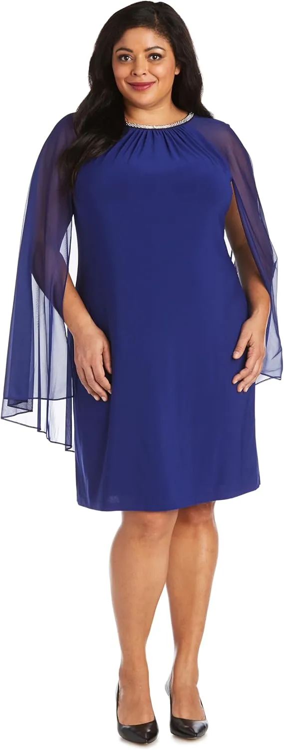R&M Richards Womens Plus Chiffon Embellished Cocktail and Party Dress