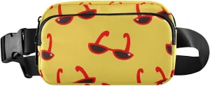Red Sunglasses Fanny Pack for Women Men Crossbody Belt Bag Fashion Waist Packs Purse with Adjustable Strap Travel Chest Bag for Shopping Traveling