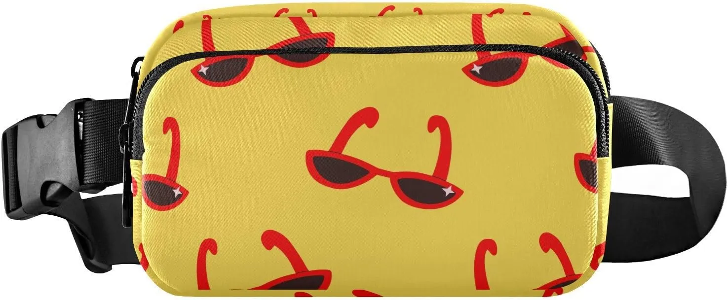 Red Sunglasses Fanny Pack for Women Men Crossbody Belt Bag Fashion Waist Packs Purse with Adjustable Strap Travel Chest Bag for Shopping Traveling