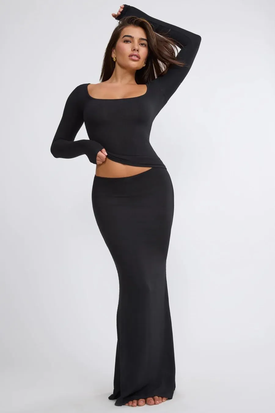 REORIA Women's Sexy Fold Over High Waisted Lounge Long Skirts Elegant Going Out Bodycon Maxi Skirts