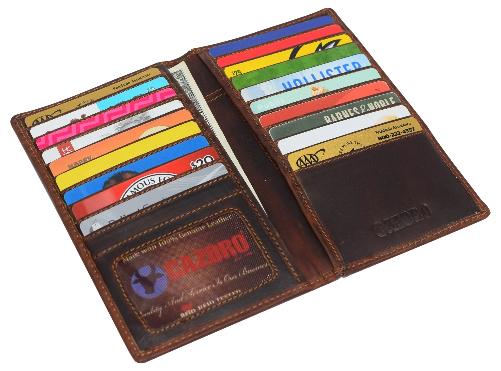 RFID Blocking Bifold Crazy Horse Leather Credit Card ID Holder Long Wallet RFID611529RHU