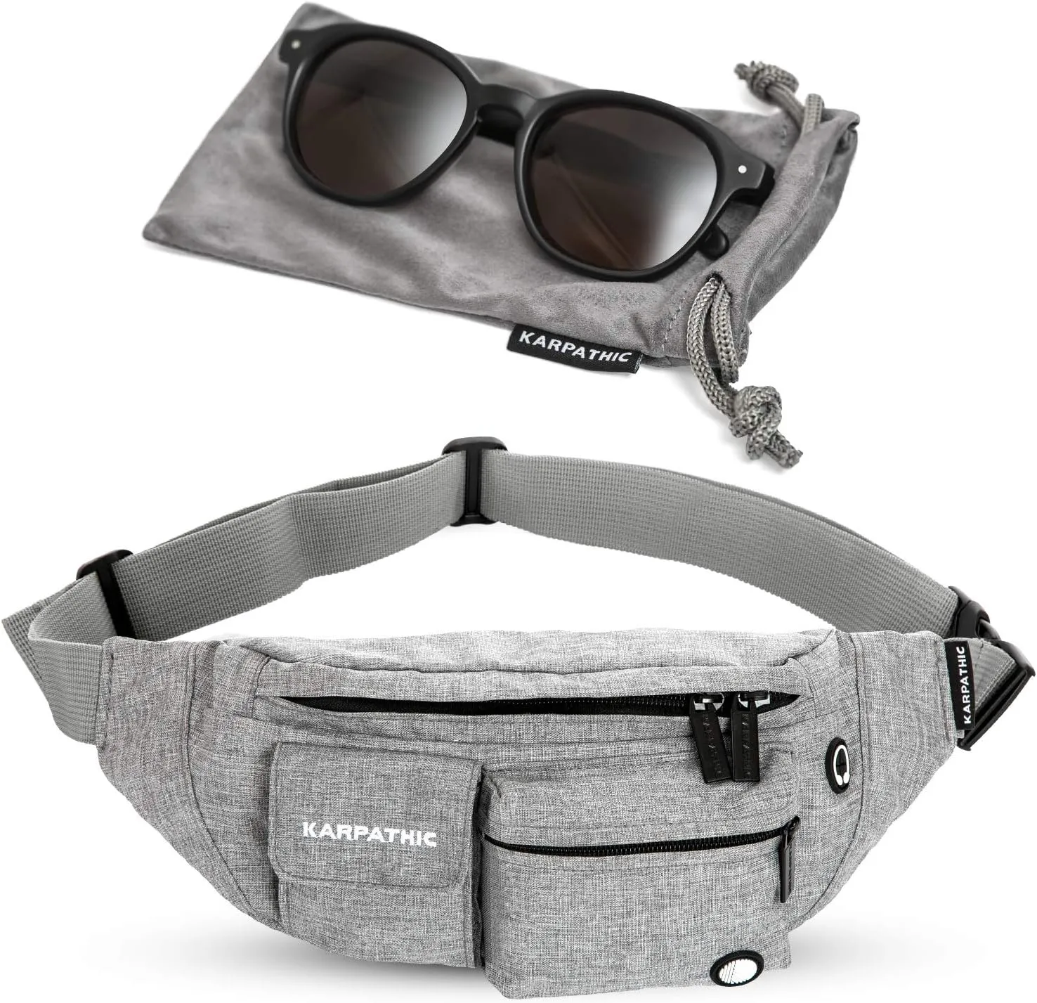 RFID Fanny Pack for Women and Men - Secure Travel Waist Bag with RFID Protection   Karpathic Microfiber Sunglasses Bag included