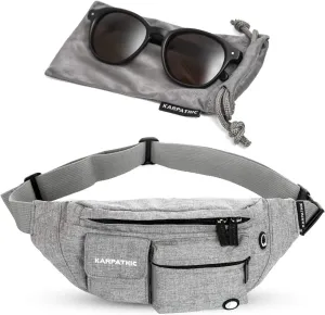 RFID Fanny Pack for Women and Men - Secure Travel Waist Bag with RFID Protection   Karpathic Microfiber Sunglasses Bag included