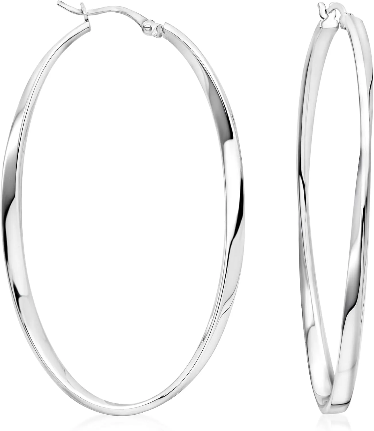 Ross-Simons Sterling Silver Oval Twist Hoop Earrings