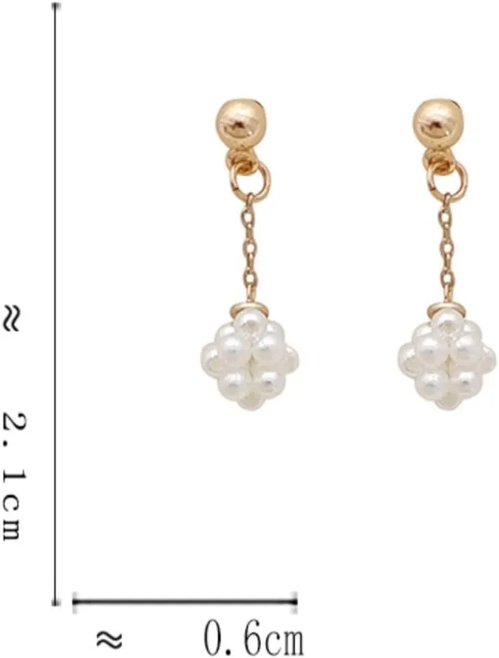 Round Pearl Bow Earrings for Women Charms Novelty Bow Knot Stud Dnagle Drop Jewelry Gifts