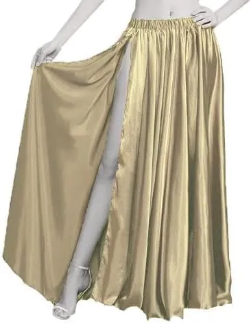 Satin Full Circle Skirt 1 Side Cut Belly Dancing skirt Long Maxi Satin Belly Dance Full Circle Skirt (One Size) S93