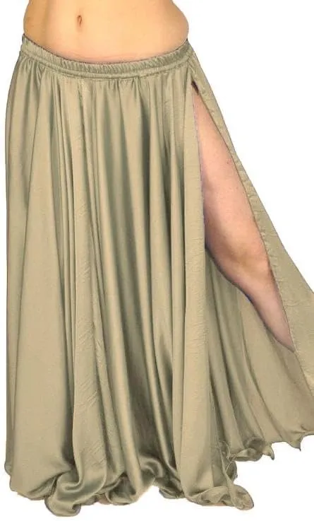 Satin Full Circle Skirt 1 Side Cut Belly Dancing skirt Long Maxi Satin Belly Dance Full Circle Skirt (One Size) S93