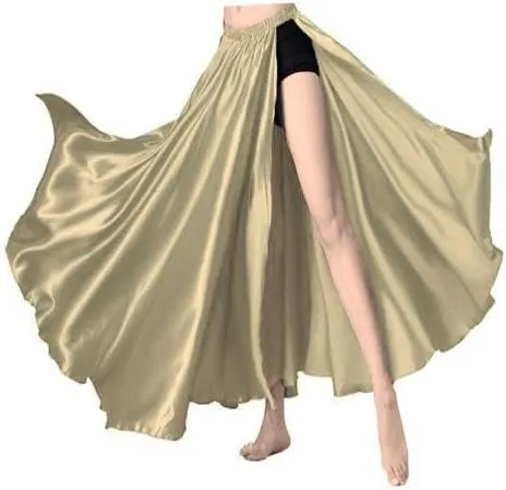 Satin Full Circle Skirt 1 Side Cut Belly Dancing skirt Long Maxi Satin Belly Dance Full Circle Skirt (One Size) S93