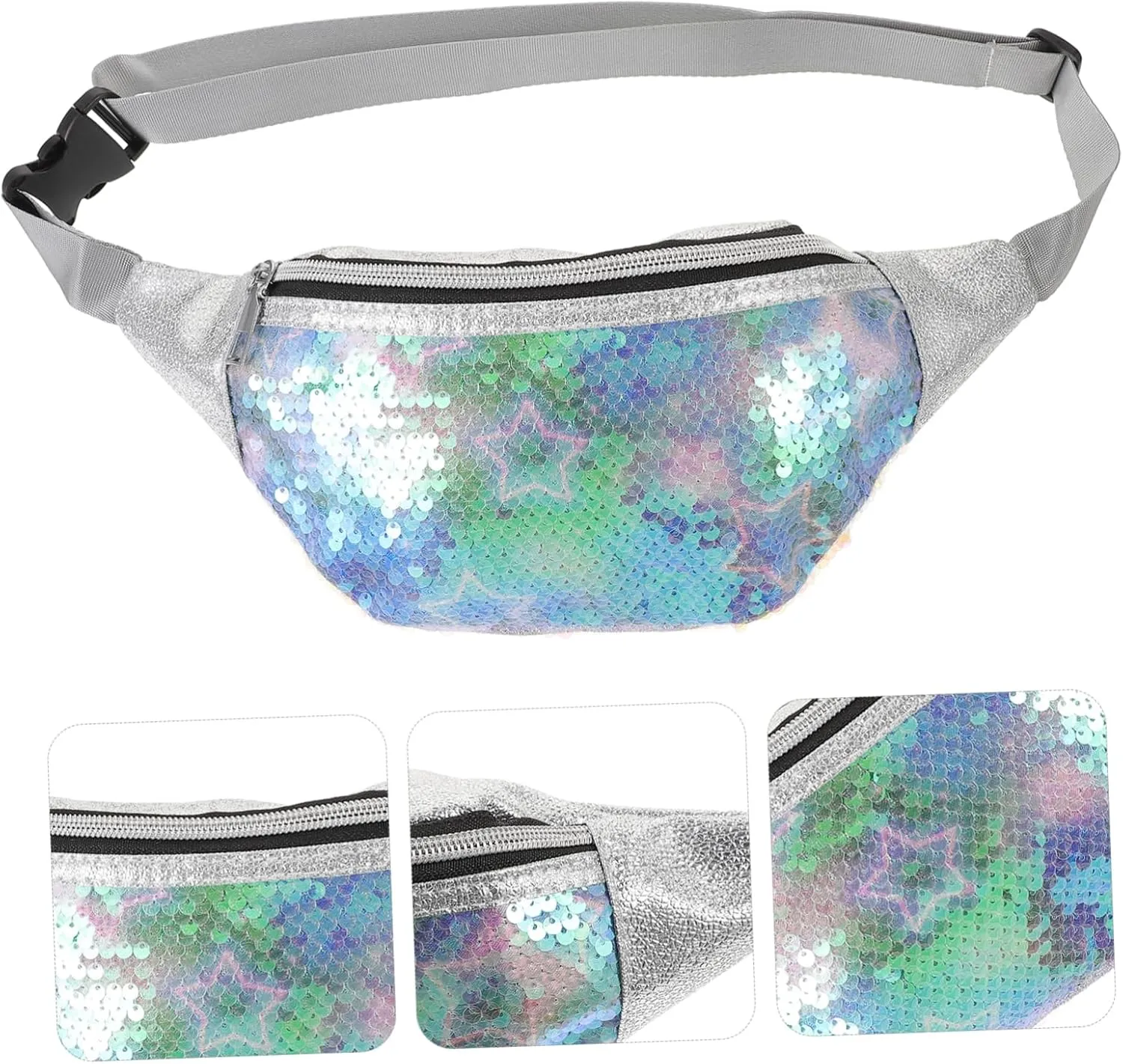 Sequin Fanny Pack Bag Fashion Casual Chest Bag Sequins Waist Pouch Outdoor Girls Fashion