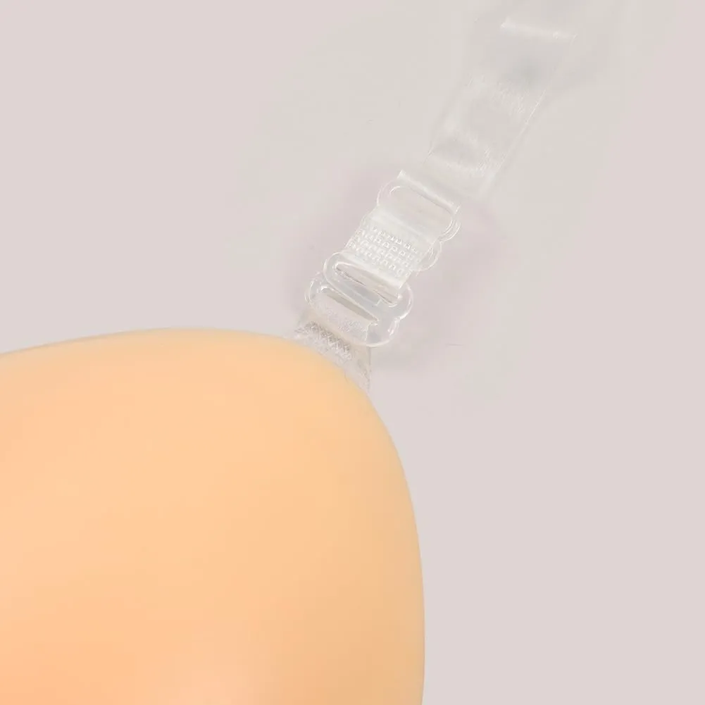 Sexy Code 1701 Adhesive Bra with Clear Halter Neck Strap Invisible Push-Up Silicone Strapless Bra for Backless Dress