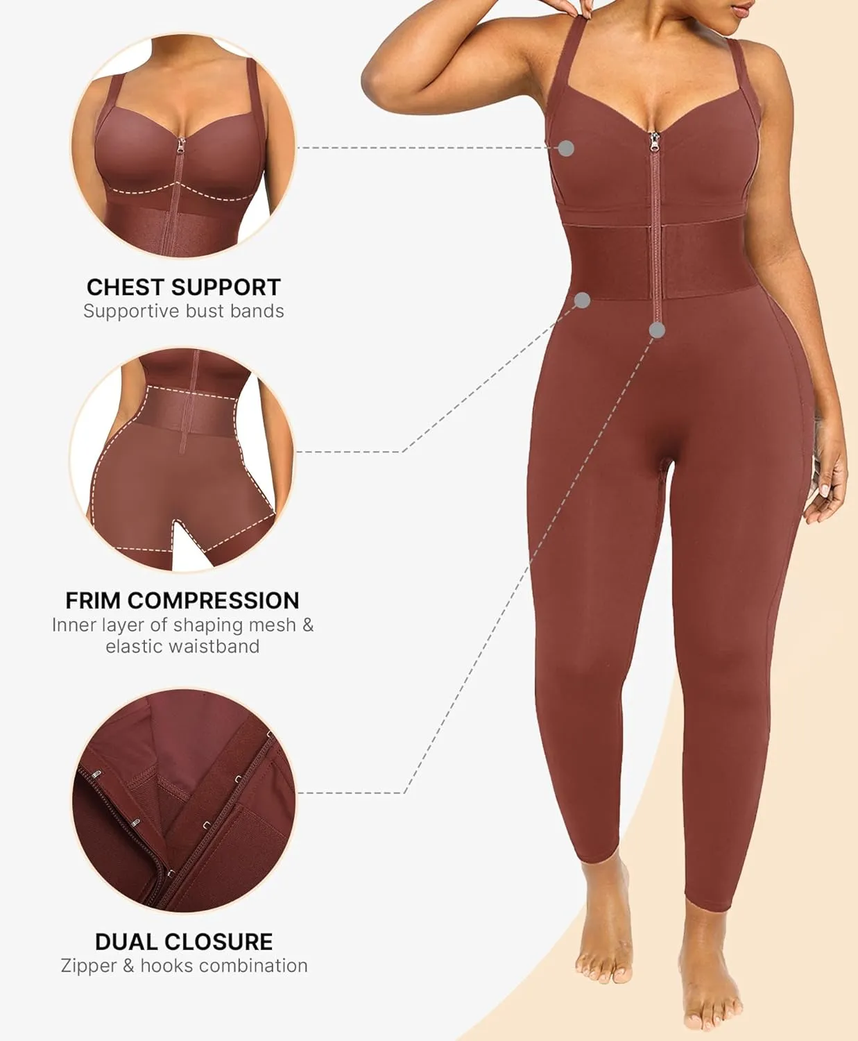 SHAPELLX Jumpsuits for Women Tummy Control One Piece Outfit Yoga Athletic Rompers Sleeveless Bodycon Shapewear