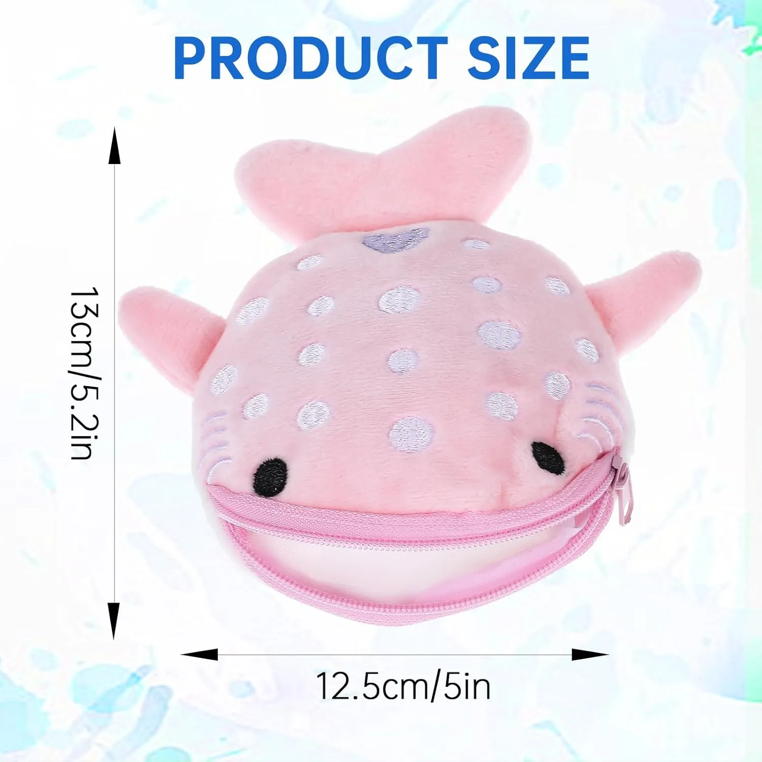 Shark Coin Purse Mini Cute Change Purses Small Cartoon Coin Pouch Funny Zipper Cosmetic Bag Earphone Wallet Small Items Bags for Women (Pink Black)