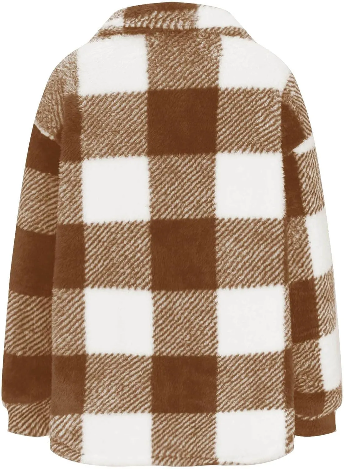 Sherpa Jacket for Women Fuzzy Fleece Winter Coats Plaid Button Down Shacket Casual Warm Teddy Coat Outwear