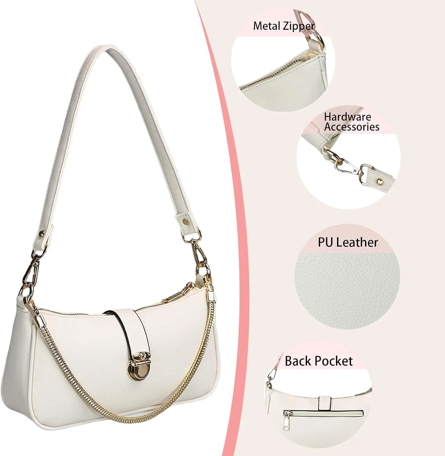 Shoulder Bag for Women Vegan Leather Handbag for Work Trendy Shoulder Purses Small Tote Bag
