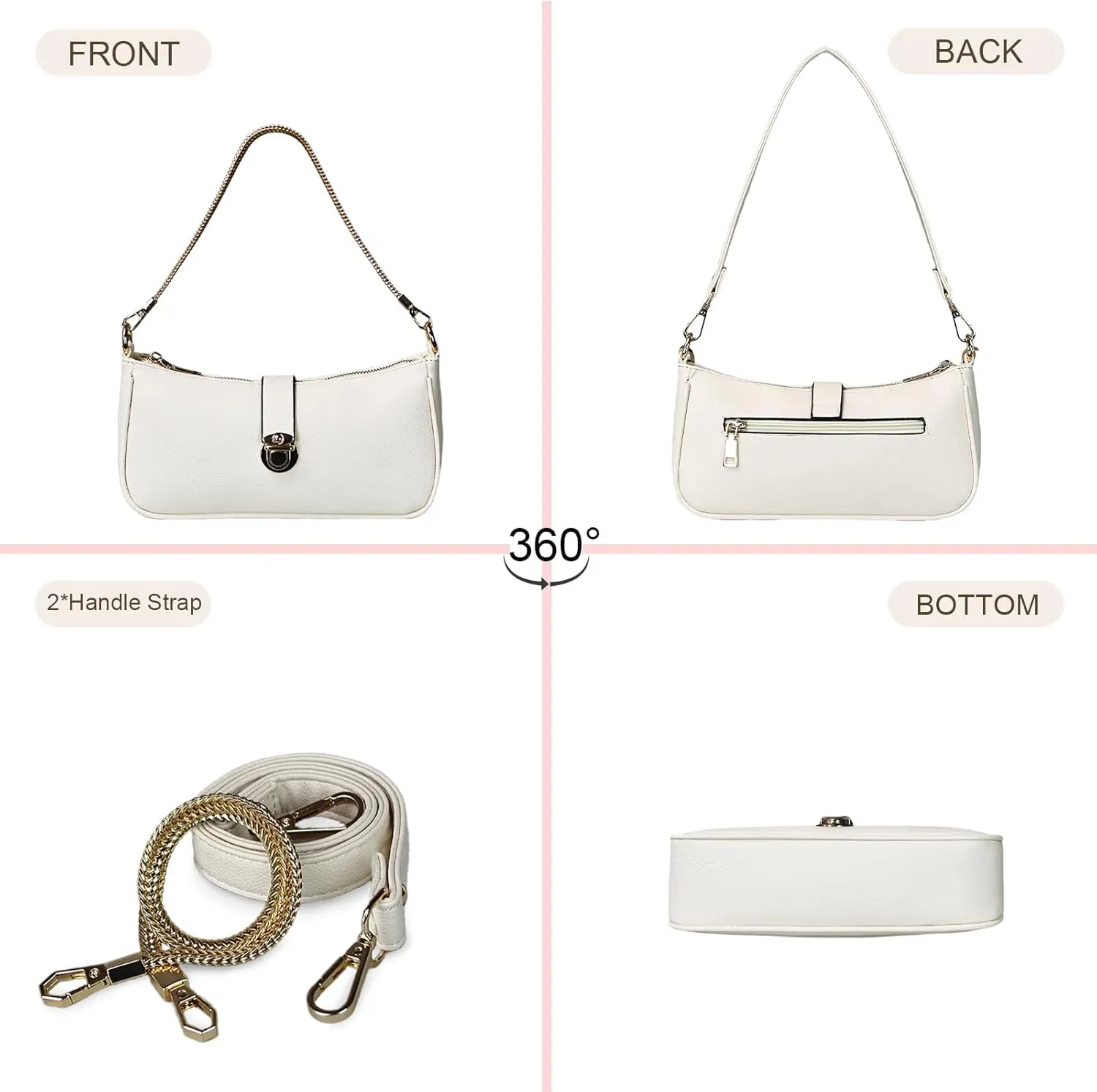 Shoulder Bag for Women Vegan Leather Handbag for Work Trendy Shoulder Purses Small Tote Bag