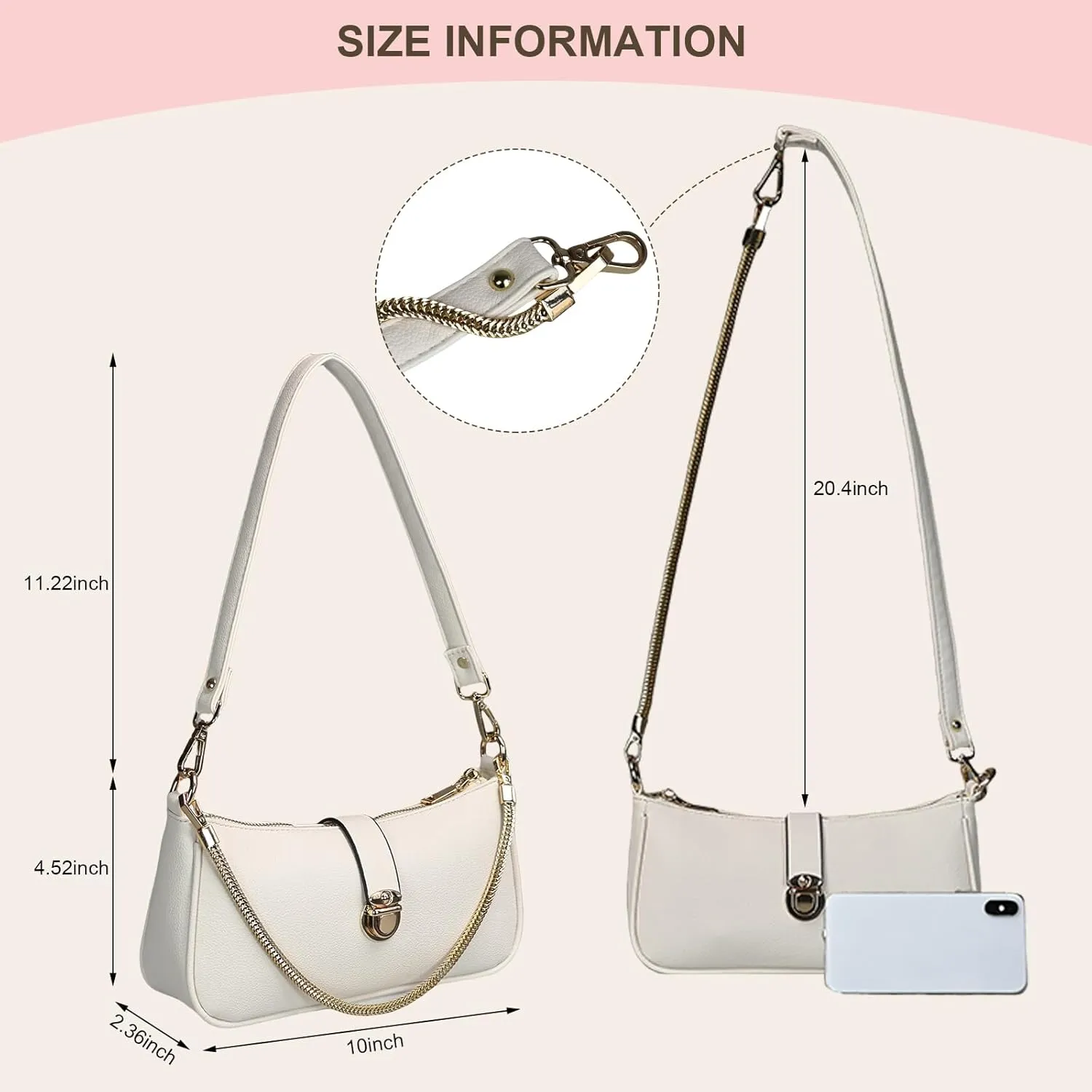 Shoulder Bag for Women Vegan Leather Handbag for Work Trendy Shoulder Purses Small Tote Bag