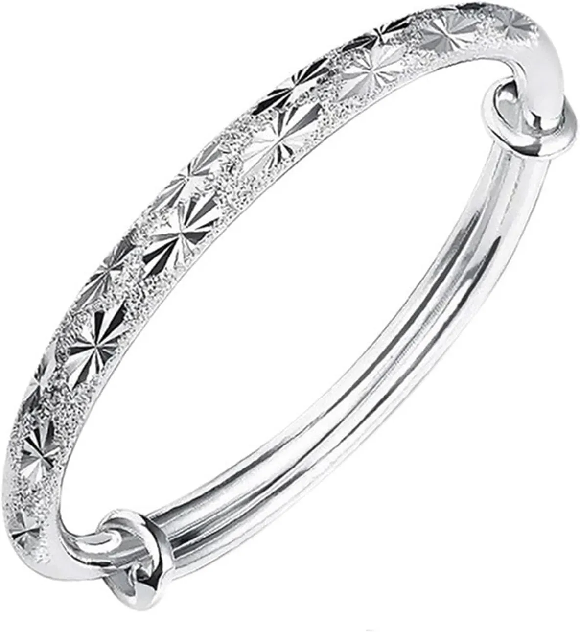Silver Bangle Bracelets for Women Simple Adjustable Open Twisted Bangle Wrist Cuff Bracelets Symbolic Engravings Cuff Bangles Jewelry for Women