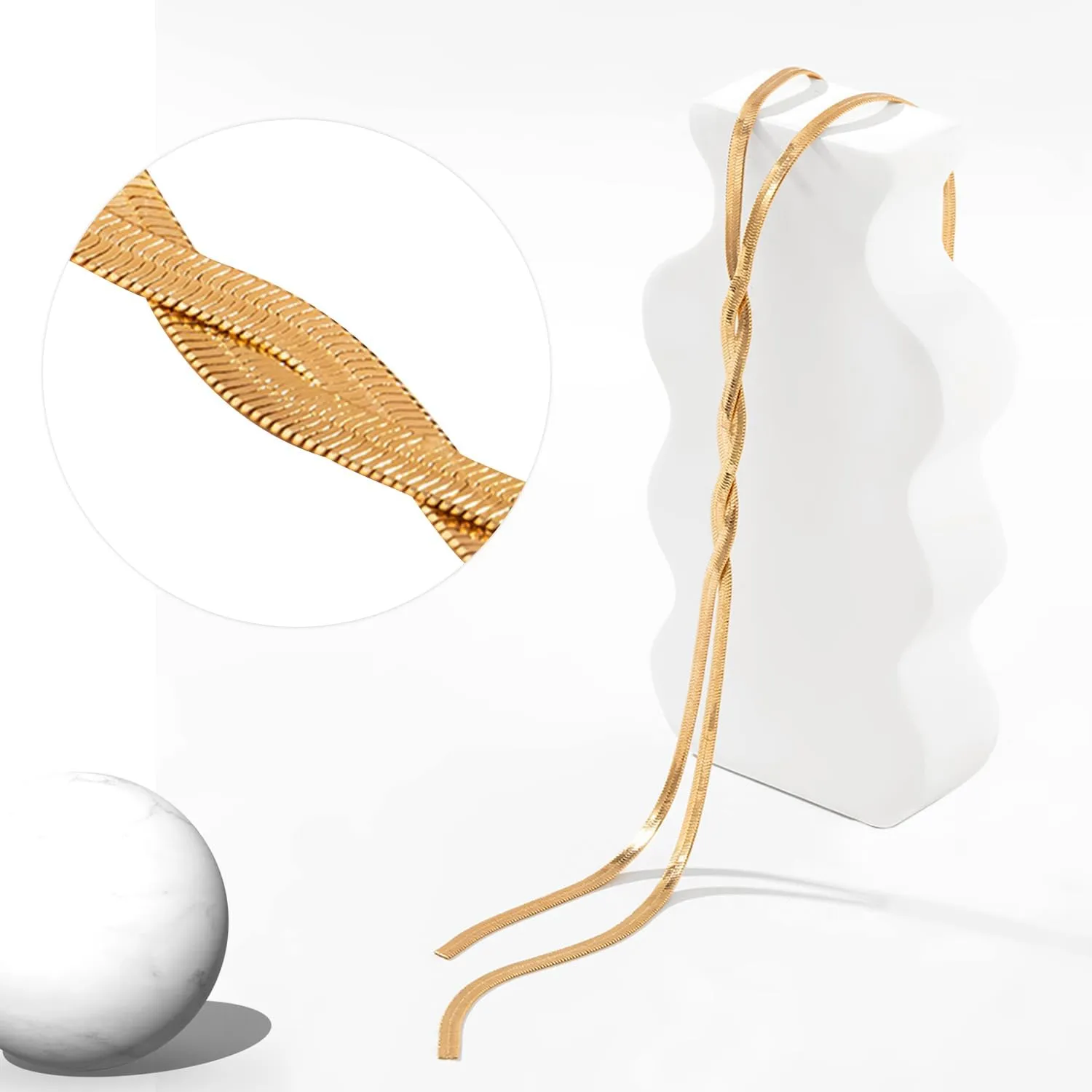 Silver Gold Dainty Twist Choker Necklaces for Women Trendy-Snake Chain Y Shaped Lariat Herringbone Chain Necklaces Jewelry Birthday Christmas Gifts