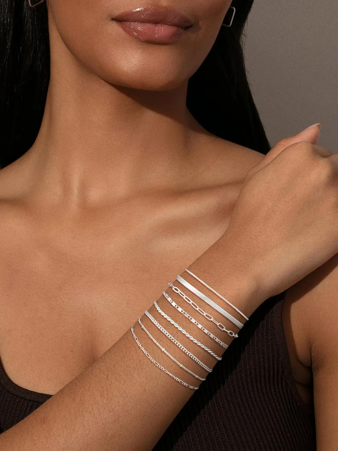 Silver/Gold Bracelets for Women,Sterling Silver/14K Gold layered Tennis Paperclip Link Bracelet Hypoallergenic Jewelry Gifts for Women