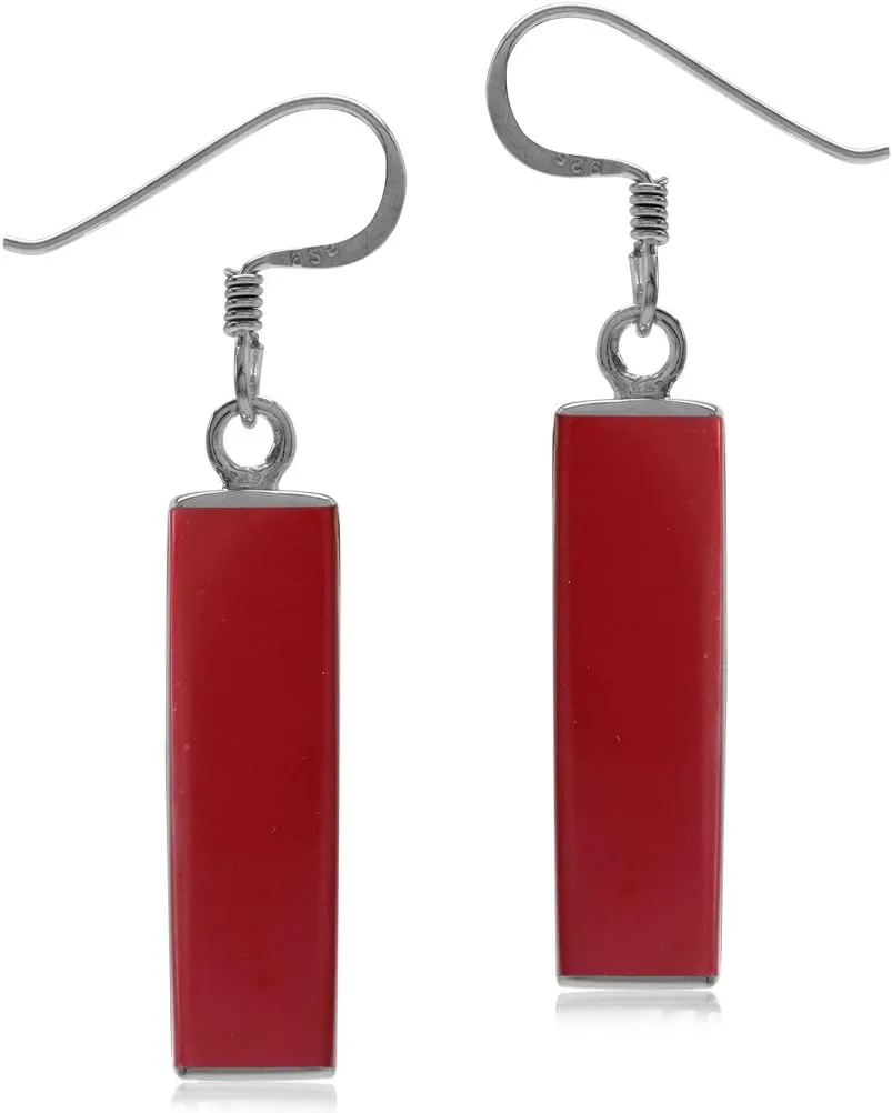Silvershake Mondern Long Bar linear 925 Sterling Silver Dangle Hook Earrings