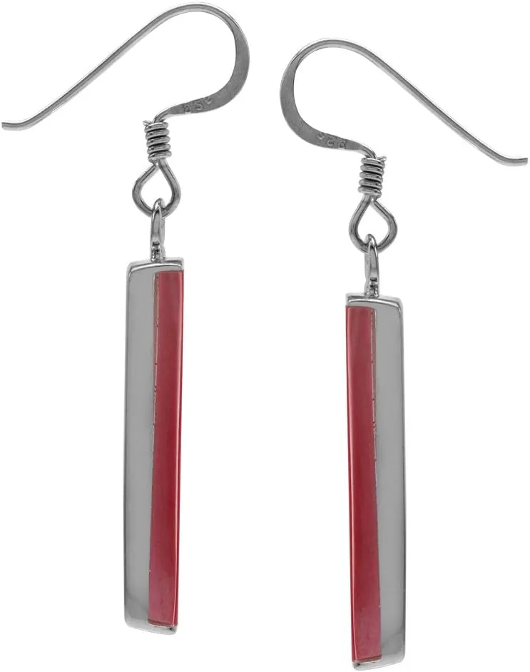 Silvershake Mondern Long Bar linear 925 Sterling Silver Dangle Hook Earrings