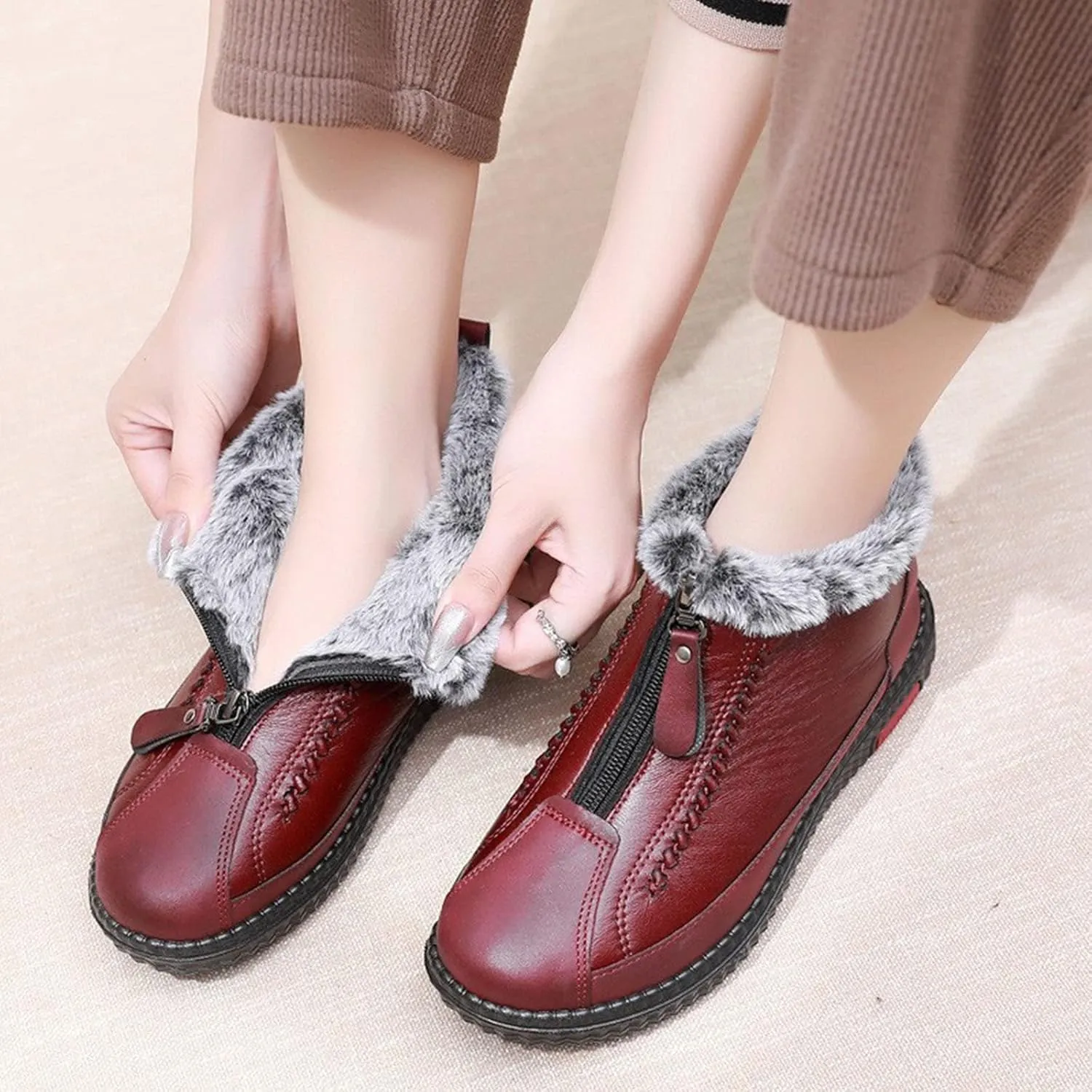 Slip on Winter Boots for Women Wide Width Winter Boots Waterproof Women Wide Winter Boots for Women Waterproof Wide Feet Boots for Snowshoeing Botas De Nieve Invierno De Mujeres CModo & CLido