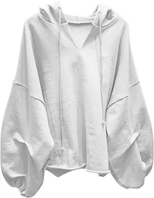 Slouchy Oversized Hoodie for Women Drop Shoulder Lantern Sleeve Baggy Sweatshirts Teen Girls Y2K Fashion Pullover