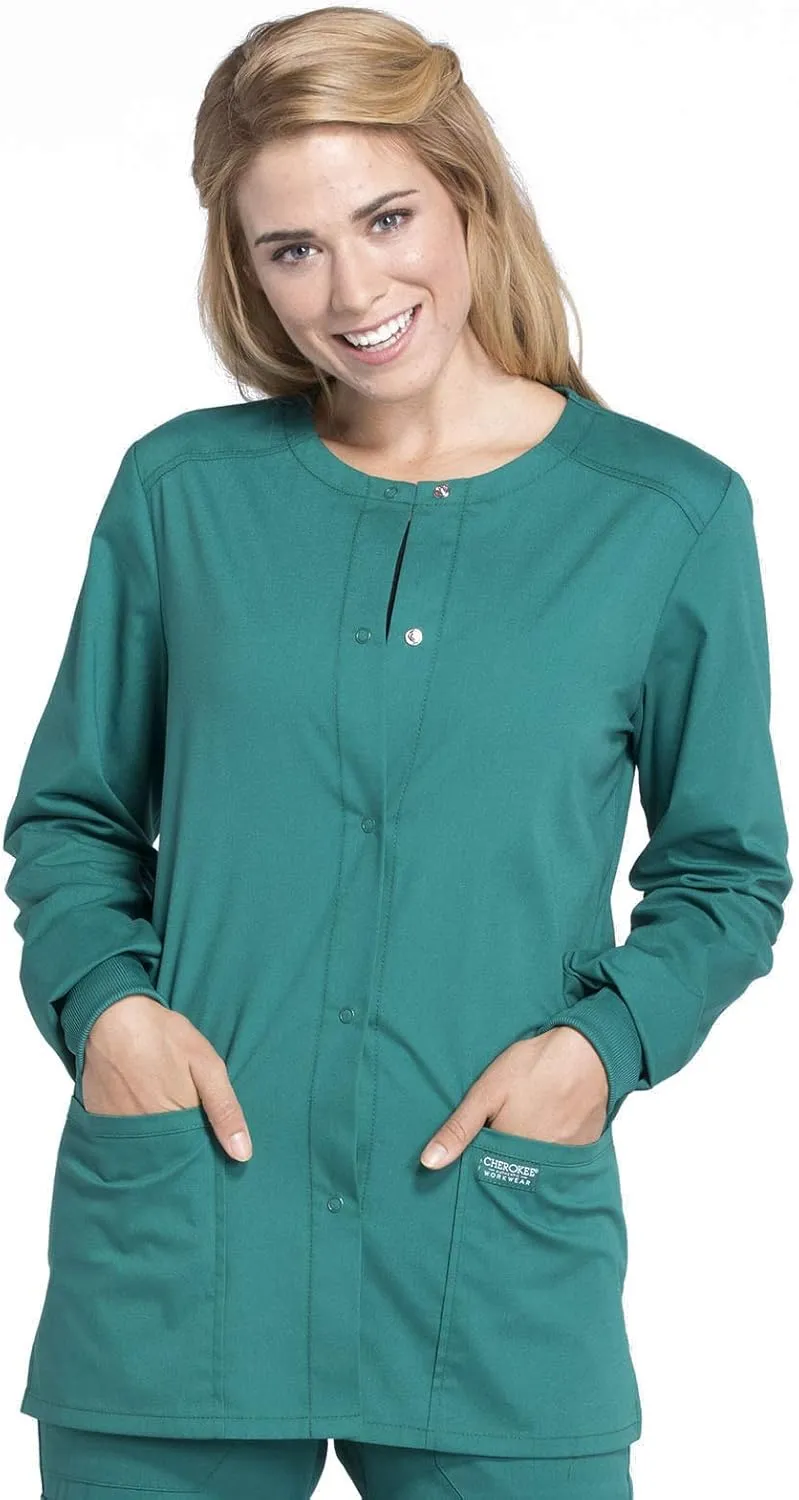 Snap Front Scrub Jackets for Women, Workwear Professionals Soft Stretch WW340