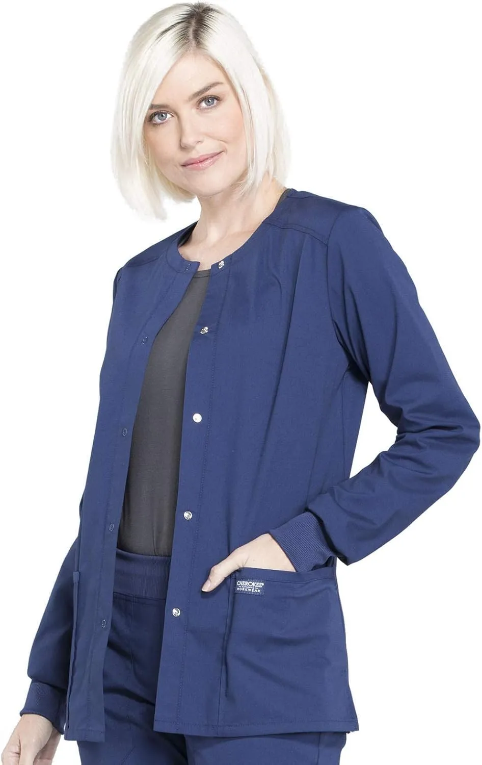Snap Front Scrub Jackets for Women, Workwear Professionals Soft Stretch WW340